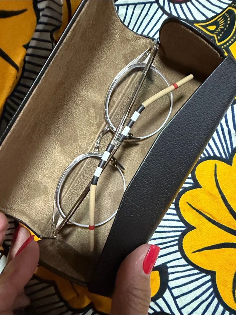 Burberry Round Metal Prescription Glasses in Silver with Black Case